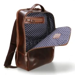 Leder Rucksack Leon - Braun / Dots -Berühmtes Gepäck Geschäft 1051508 1120LEO016DOT6